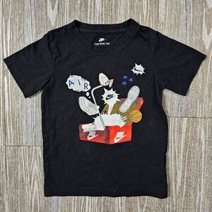 Nike Air Force 1 Kids Tee Graphic T-Shirt Black White Size 5 Unisex Cotton 90s